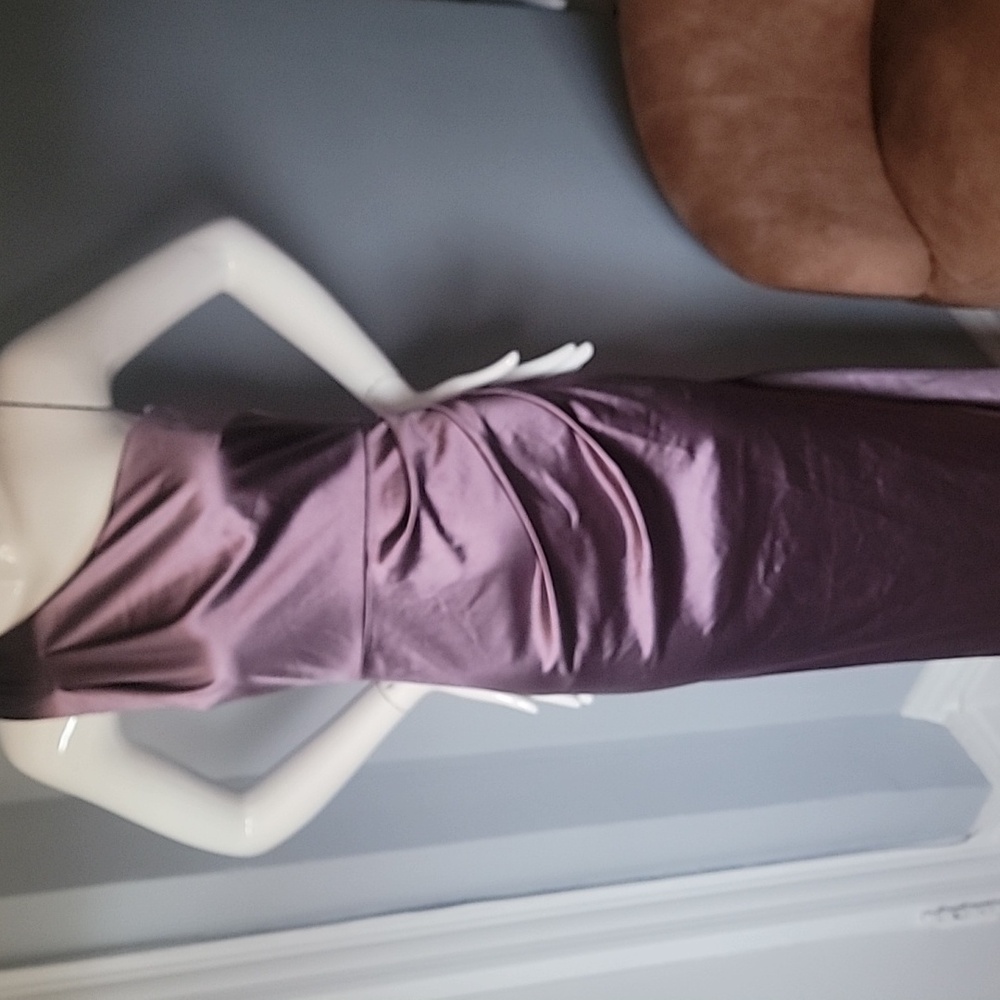 New One-sleeve Asymmetrical Cut High Slit Lavender satin bridesmaid dress